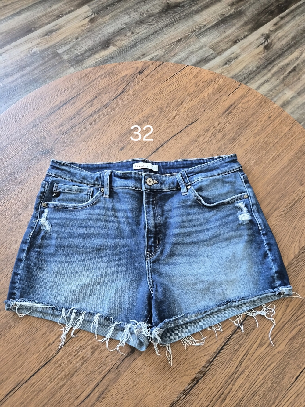KanCan Medium Blue Distressed Denim Cutoff Shorts